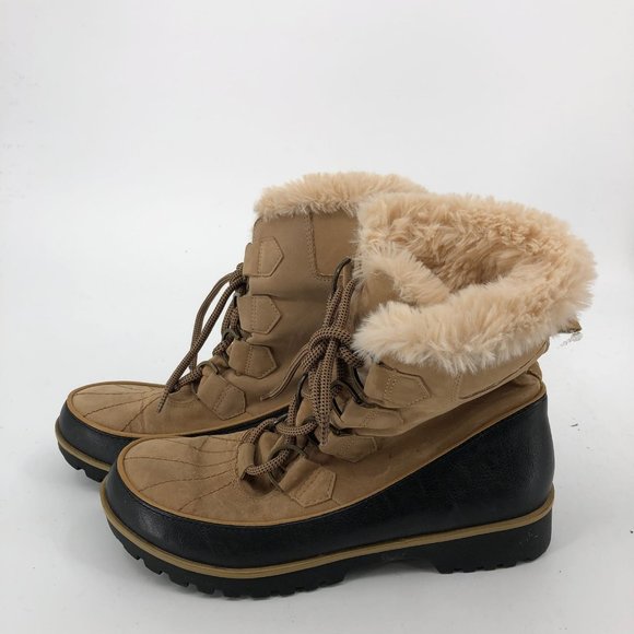 JBU Tan Lace-Up Winter & Rain Boots | Perfect for Any Season